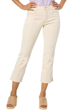 Democracy Women's High-Rise Kick Flare Jean w Slits Light Ecru - Regular